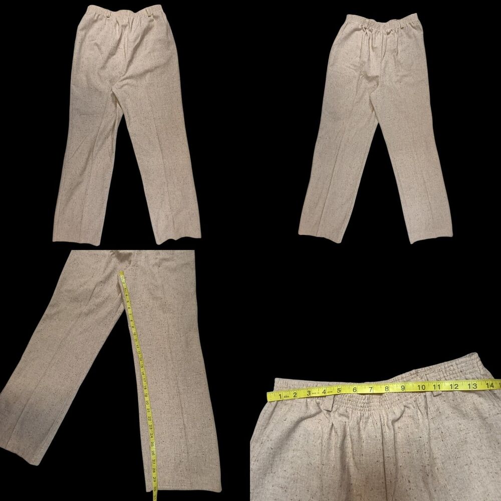 Vtg Julane New York Sz 18 Beige Linen Blend Wide Leg Casual Pants Boho Hippie